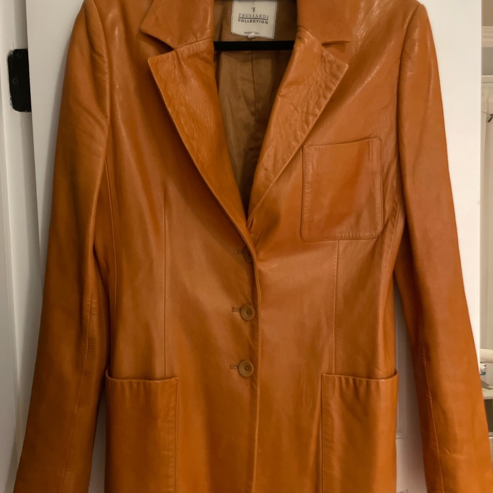 Trussardi Women's Burnt Orange Leather Jacket